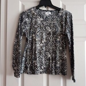 Charter Club Black and White Paisley Blouse